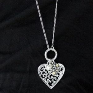 "Bountiful Hearts"-Filigree Silver Heart Necklace